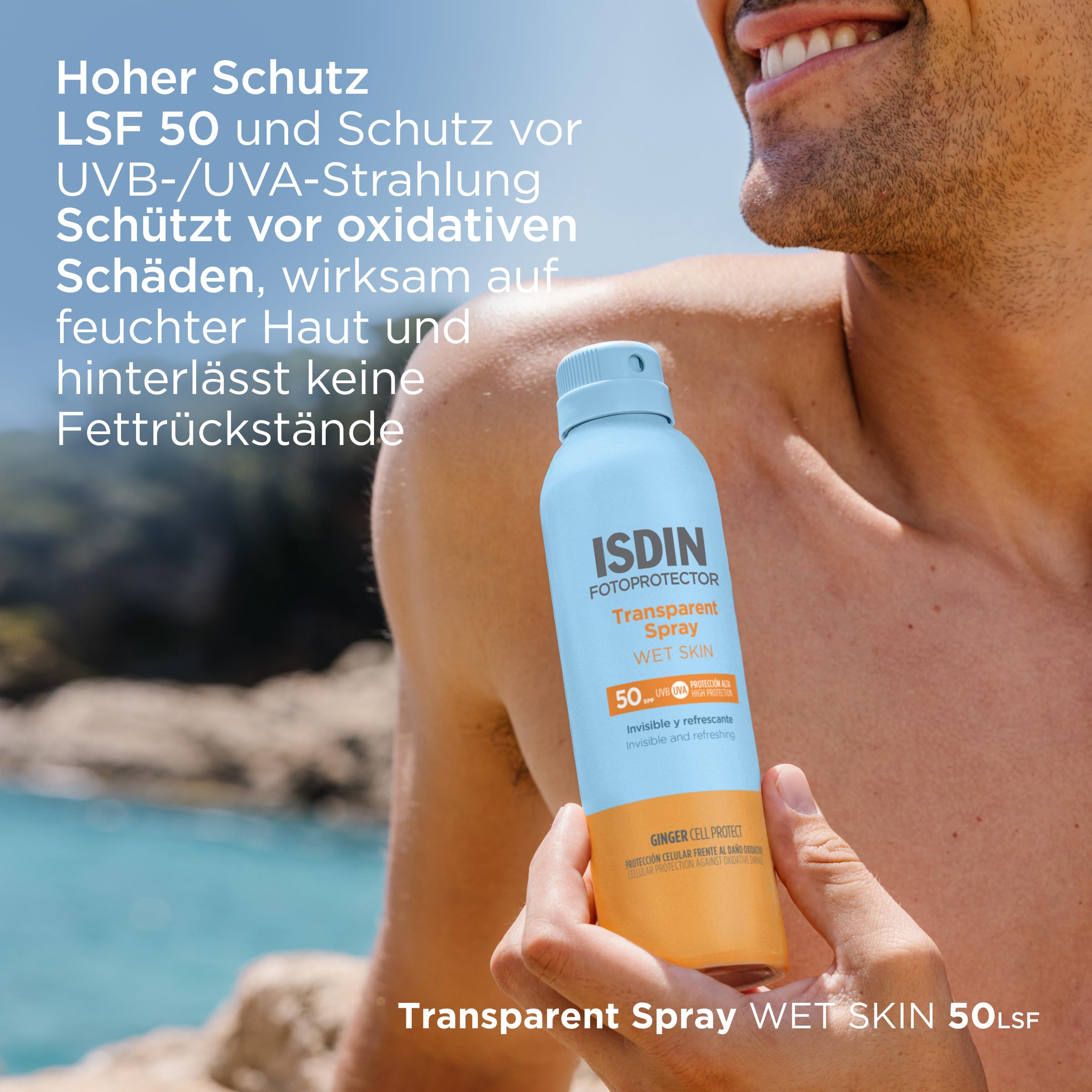 ISDIN Wet Skin Transparent Spray LSF 50 Spray 16 ml wasserfest