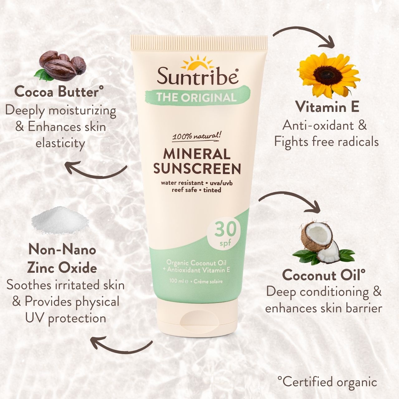 Suntribe Tinted Sonnencreme LSF 30 mineralisch getönt
