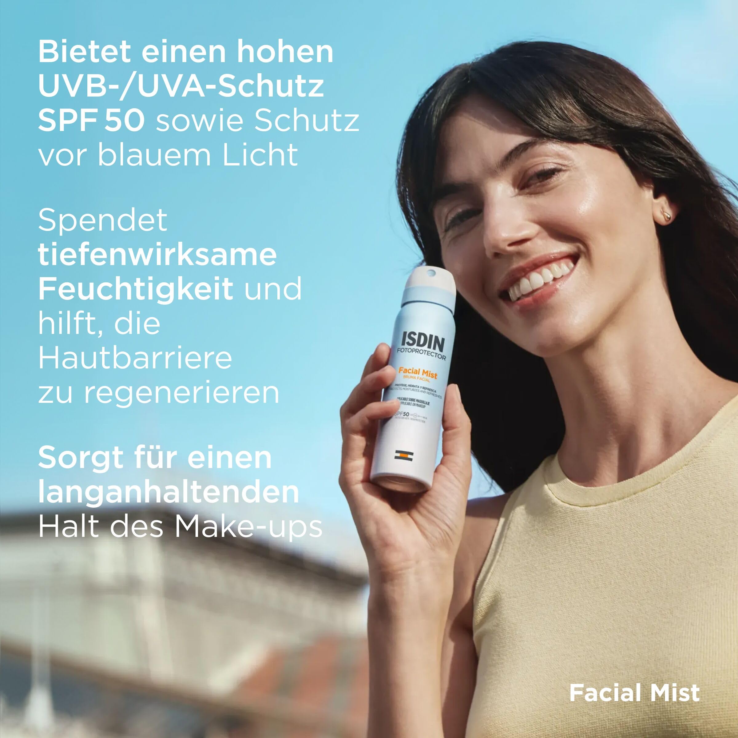 ISDIN Facial Mist Sonnenspray 100ml LSF 50 Make-up