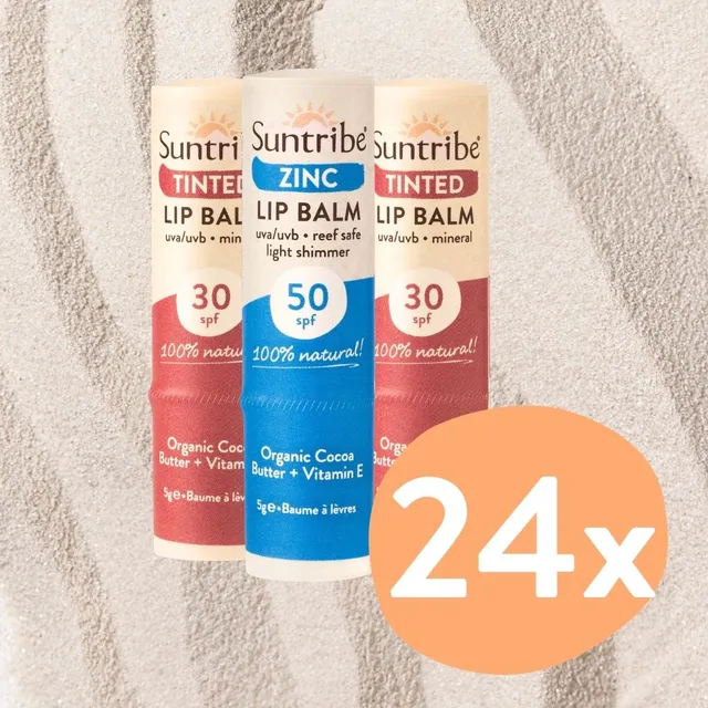 Suntribe Lip Balm Combo Lippenbalsam LSF50 24x5g Set mineralisch